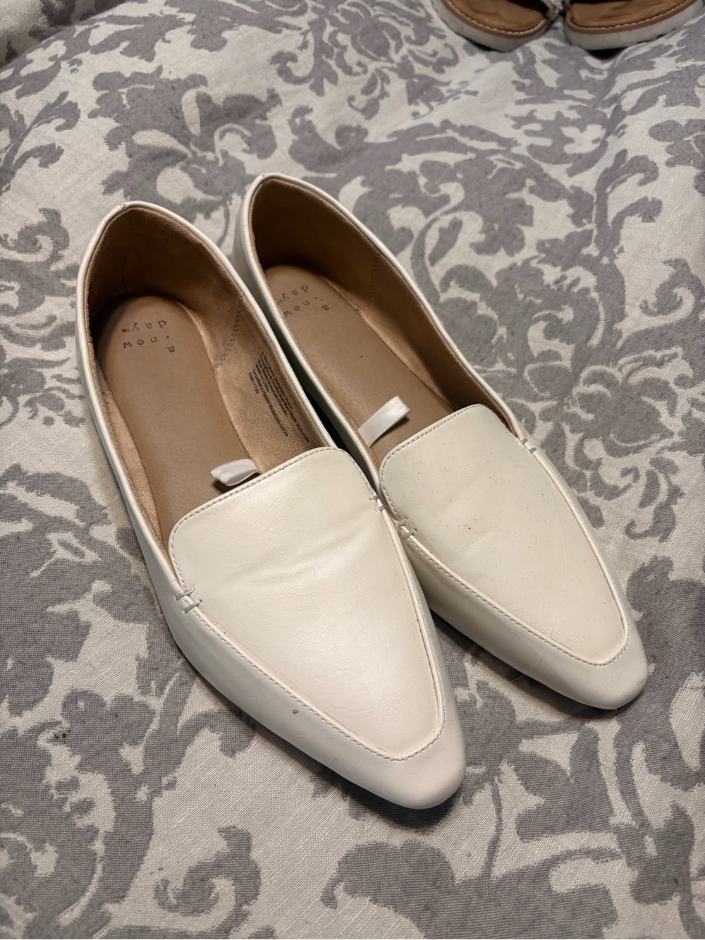 a new day White Pointed Slip-On Loafers